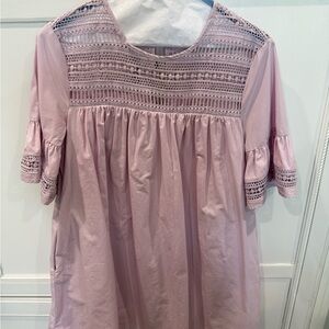 English Factory Pink Smocked Ruffle Blouse